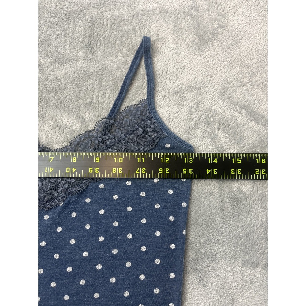 Vintage Hollister Navy Blue Polka Dot Lace Trim Cami Tank Top Small Y2K - Picture 6 of 7